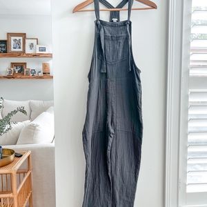 Aerie size small grey soft overalls. Not denim. Coastal breezy material.